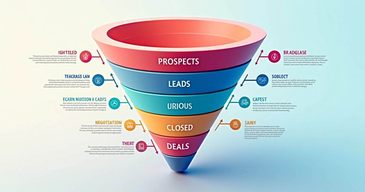 Gráfico de funil de vendas com etapas do pipeline