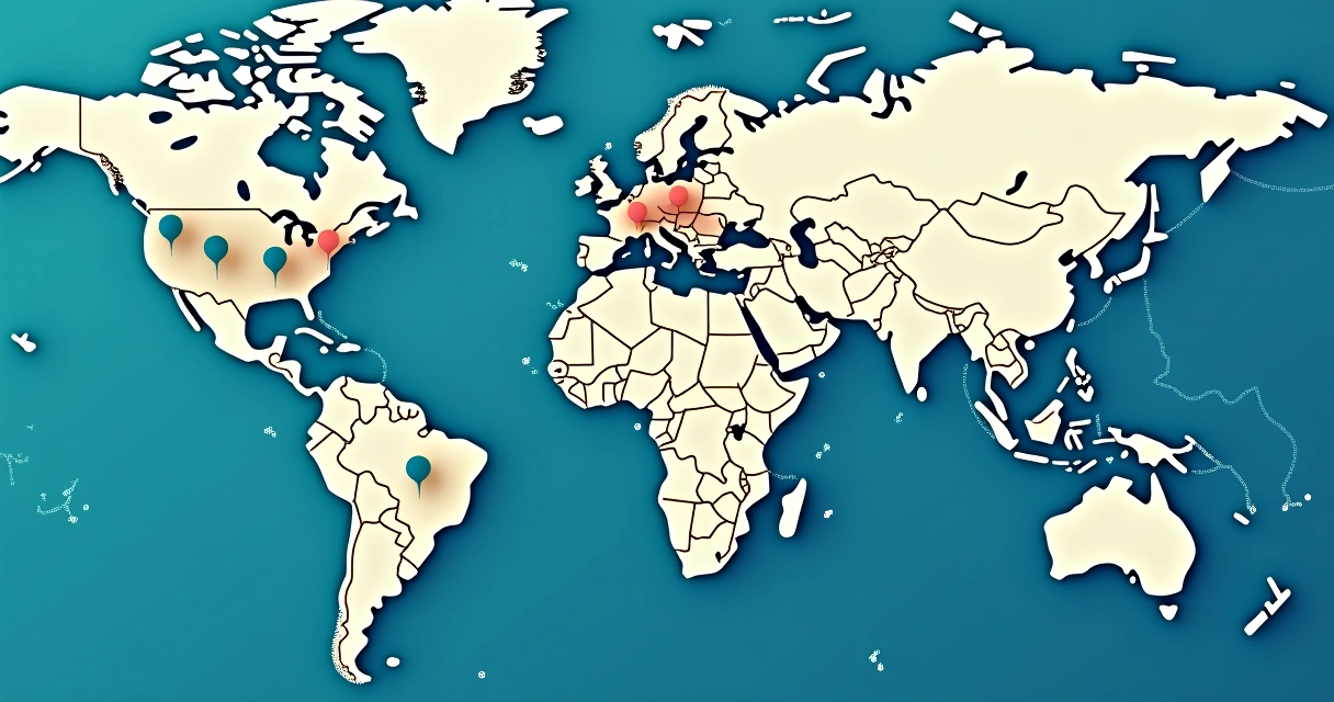 Mapa do Brasil com diferentes segmentos de empresas espalhados
