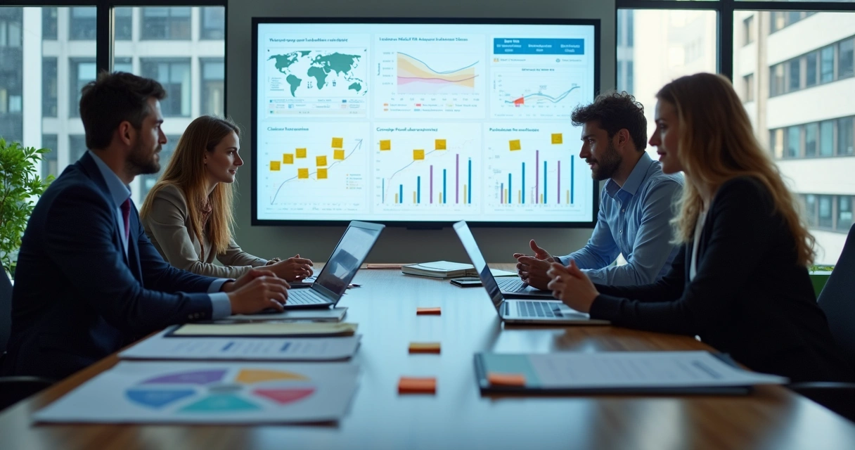 Equipe em reunião traçando estratégias de relacionamento com clientes B2B